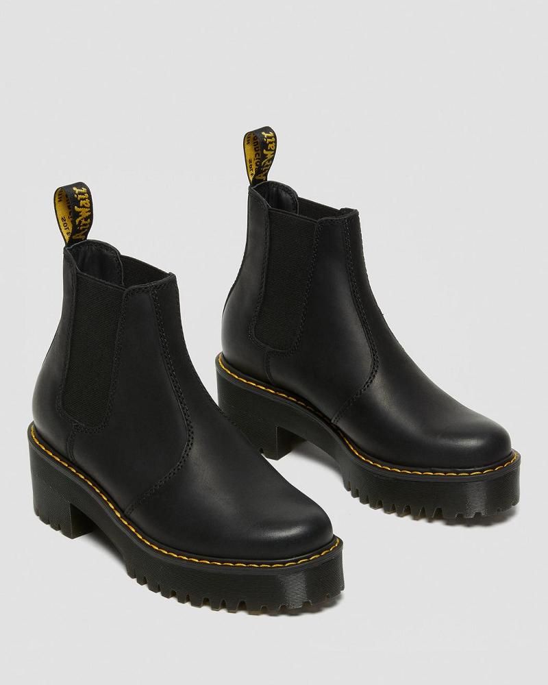 Botas de Tacon Dr Martens Rometty Wyoming Cuero Plataforma Mujer Negros | MX 627PJJ